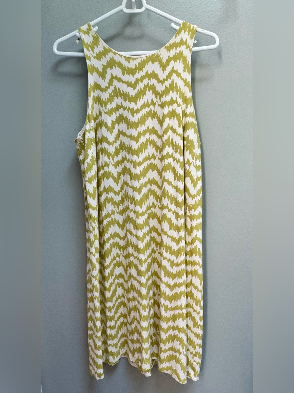 Ann Taylor Sleeveless Green & White Shift Dress